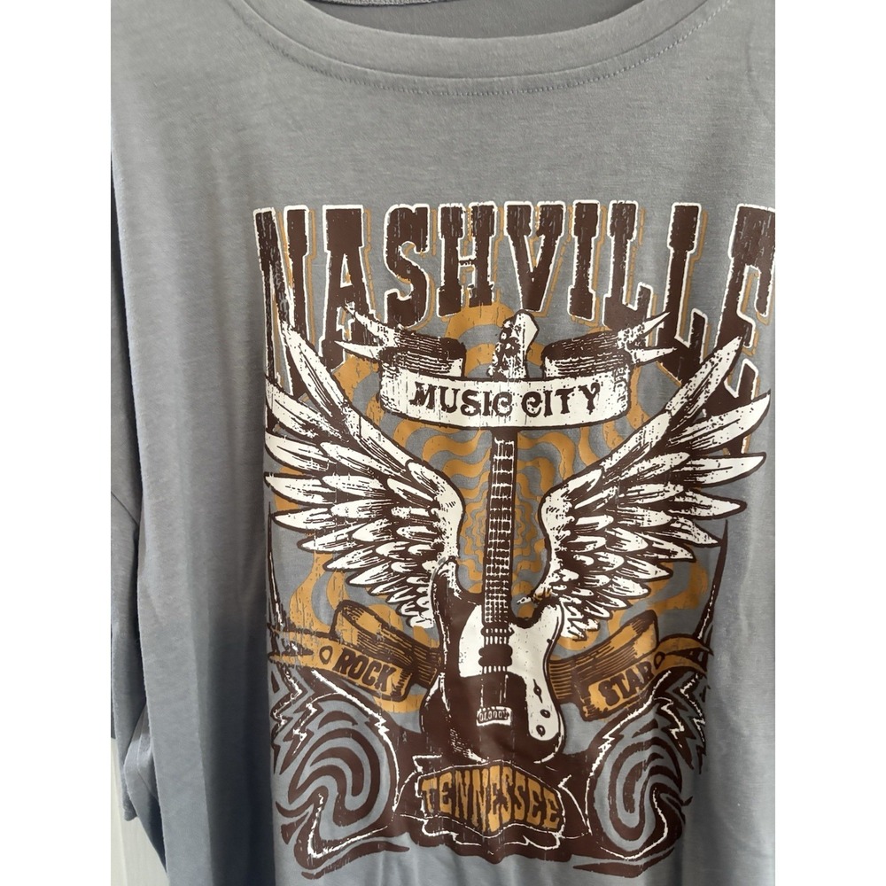 Nashville Tennessee Music City Rock Star ~ Men's Size XL Gray Graphic T-Shirt